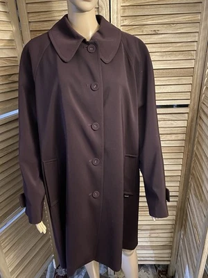 Gabardina negra para mujer Anne Klein talla 14 ciruela todo clima bolsillos abotonados Foto 1 de 4