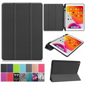 Folio Leather Folding Stand Smart Pencil Holder Case Cover For iPad 7th 8th 9th - Picture 1 of 97