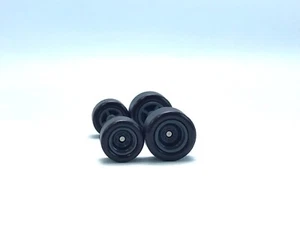 R433 Hot Wheels 1/64 Real Riders# Steelie 10 & 12mm Dark Grey Long Rubber Wheels - Picture 1 of 4