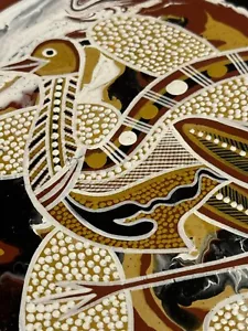 Handpainted Bird Pottery PlateSigned/Dated Aboriginal Artist Charlie Chambers,Jr - Picture 1 of 11