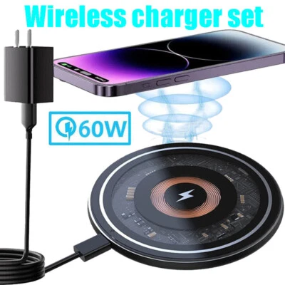 Wireless Fast Charger Charging Pad Dock for Samsung iPhone Android Cell Phone - Image 1 of 4