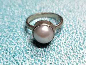 Anello vintage in argento sterling USA con perle d'acqua dolce naturali solit... - Foto 1 di 19