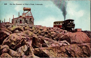 Postkarte auf dem Gipfel des Pikes Peak Colorado geteilt hinten unbesendet - Bild 1 von 2