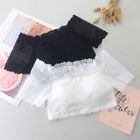 Women Sexy Lace Off Shoulder Crop Tops With Pads Short Sleeve Bralette CamisAGAH