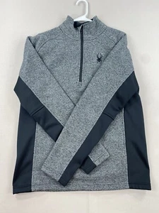 Sudadera SPYDER para hombre L grande gris negra 1/4 cremallera cuello simulado manga larga - Imagen 1 de 15