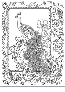 Rug Hooking Pattern "ROYAL PEACOCK" on natural linen - Picture 1 of 3