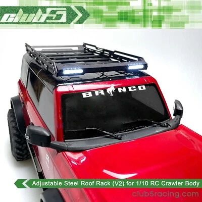 Adjustable Steel Roof Rack w/ Integrated LED Light Bar (V2)for TRX-4 2021 Bronco - Image 1 of 4