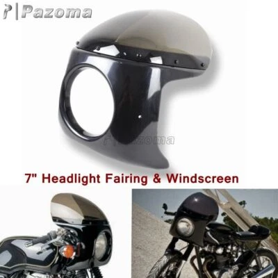 Carenado de faros de motocicleta de 7" con parabrisas de humo para Harley Honda Café Racer Foto 1 de 4