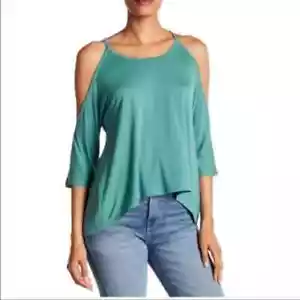 Top Haute Hippie XS spalle fredde verde modal spaghetti strap Popover tinta unita 1042 - Foto 1 di 7