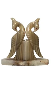VINTAGE ONYX 7" COCKATOO BOOK ENDS - Picture 1 of 10