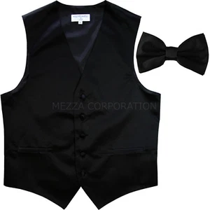 New men's Vesuvio Napoli tuxedo vest waistcoat_bowtie wedding Black 5XL 6XL - Picture 1 of 3