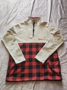 Simply Southern rot & schwarz Buffalo kariert 1/4 Reißverschluss Pullover Sweater Jacke Small - Bild 1 von 11