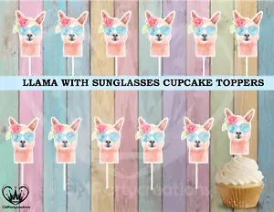 Llama with Sunglasses Cupcake Toppers - Picture 1 of 1