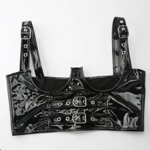 Donna PU Ecopelle Largo Cintura Corsetto Zip Busto Guêpière Punk Gotico Club - Foto 1 di 7