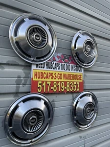 1970 Ford Ltd Hubcaps Set 4 Oem Beautiful Used Condition Hubcaps 15” Stainless - Picture 1 of 6