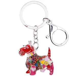 Enamel Alloy Scottish Terrier Dog Keychains Car Key Ring Pets Jewelry Bag Charms - Picture 1 of 11