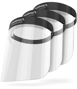 Maxboost Protective Face Shield - 3 Pack ( Size), DuraSlim Series Reusable Full  - Picture 1 of 4