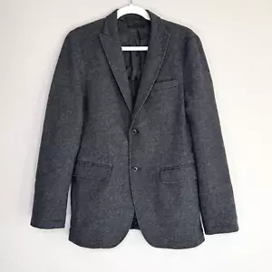 Giacca blazer sartoriale lana Uniqlo uomo grigio scuro medio doppio bottone slim fit - Foto 1 di 10