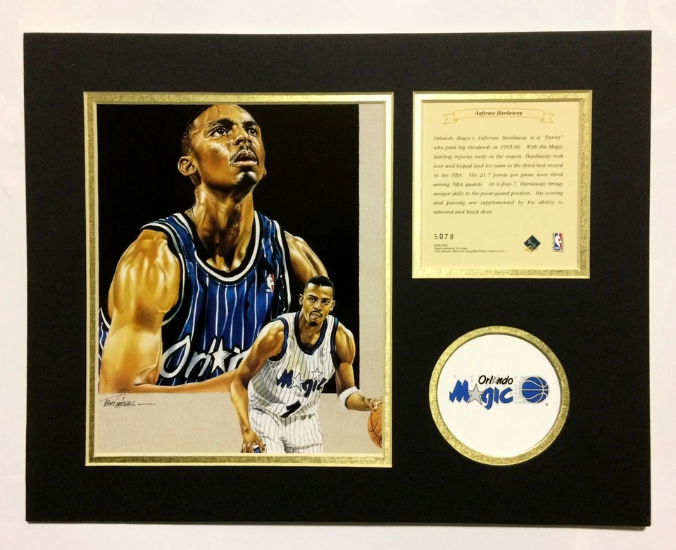 Orlando Magic ANFERNEE HARDAWAY 1997 Basketball 11x14 Kelly Russell Lithograph - Image 1 of 1