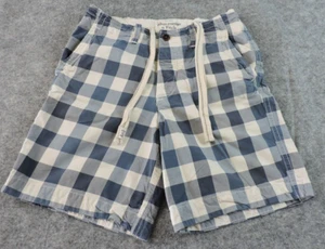 Abercrombie & Fitch Mens 30x9 Button Fly Drawstring Check Cotton Shorts Distress - Picture 1 of 10