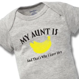 My Aunt Is Bananas Onesies Baby Gift Funny Cute Auntie Sister Boy Girl Clothes - Picture 1 of 4