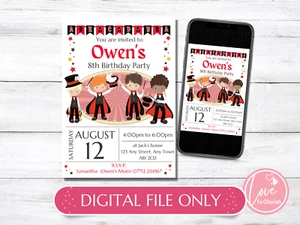 DIGITAL Magician PERSONALISED Invites - Magic Show Boys Birthday Party - Picture 1 of 5