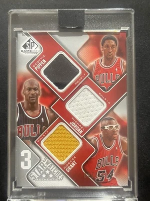 2009-10 SP Game Used - 3 Star Swatches Michael Jordan, Pippen, and Grant /299 - Image 1 of 3