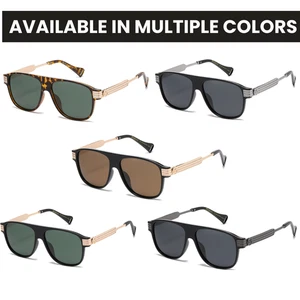 Polarized Sunglasses Racer Large Square Luxury Designer Flat Top UV Protection - Picture 1 of 10