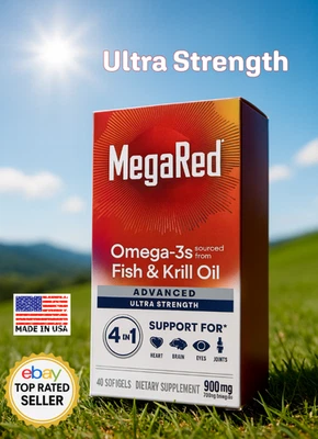 MegaRed 900mg Omega-3 Krill Oil Heart Joint Brain Health, 40 Softgels Exp 3/2026 - Image 1 of 4