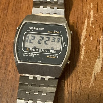 Винтажный Phasar 2000 цифровой LCD хронограф часы работает с новый аккумулятор - Изображение 1 из 4