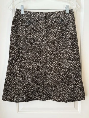 Falda de pana vintage Talbots línea A para mujer talla 4 marrón estampado animal Foto 1 de 4