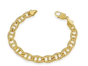 14k Solid Yellow Gold Handmade 9mm Anchor Mariner Link Bracelet, 10", Approx 34g - Picture 1 of 3