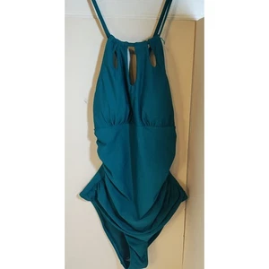 Cupshe Teal One Piece Swimsuit Cutout Ruched Tummy Control - Picture 1 of 8
