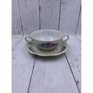 Plato de azúcar vintage Annette de Haas-Czjzek Coronado borde floral - Imagen 1 de 5