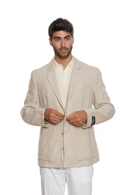 1800$ Jaqueta BELVEST Bege Sólido Puro Linho Lavado Gota 8 JACKETINTHEBOX Edição - Imagem 1 de 4