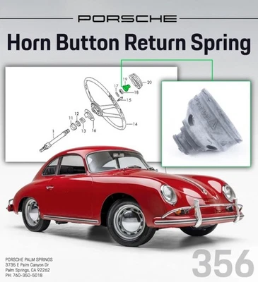 Muelle de retorno botón bocina original Porsche 356 (taza de goma) 90134782301 Foto 1 de 2