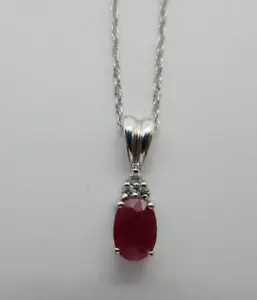 14K Gold Diamond & Ruby Pendant Diamond=.06 Carat F-VS2 Ruby=3/4 Carat - Picture 1 of 7