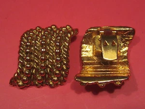 Vintage goldfarben Kleid Schal Clip schwer schön & sauber nostalgisch, Retro Schmuck - Bild 1 von 5