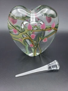 Zellique Studio Art Glass Perfume Bottle Joseph Morel Heart Vine Shaped Stopper - Picture 1 of 9