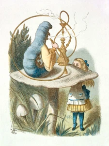 1865 Alice in Wonderland Smoking Caterpillar Poster Print, Vintage Stoner Art - Picture 1 of 2