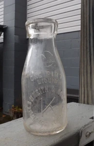 Antique 1927 S.H. Keith & Son Dairy Pint Milk Bottle 710-12 15 St Ave Altoona Pa - Picture 1 of 5