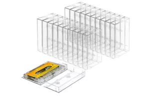 50-Pack Audio Cassette Storage Cases - Clear Plastic Cassette Tape Cases - Au... - Picture 1 of 5