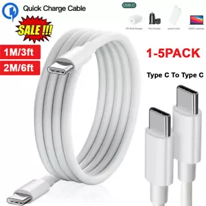 1m 2m Long Type C to C Fast Charger Charging Data Cable For Samsung S23 S22 S21+ - Picture 1 of 13