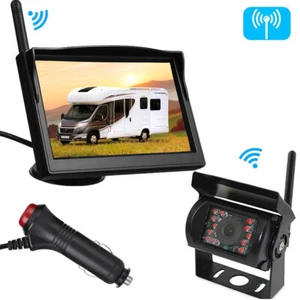 Wireless Rear View Reverse Backup Camera 5'' Monitor Kit for Caravan RVs Truck - Picture 1 of 24