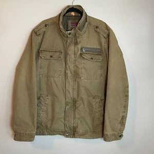Levis Military Field Jacket Mens XXL Utility Zip Snap Casual Olive Green - Picture 1 of 9