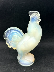 Vintage Sabino France Signed Opalescent Art Glass Rooster Figurine With Sticker - Picture 1 of 13
