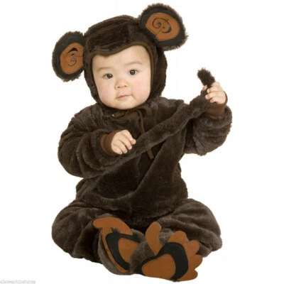 Charades Halloween Plush Monkey Costume; Jumpsuit/Hood/Footsies, Infant 6-18 Mos - Image 1 of 4