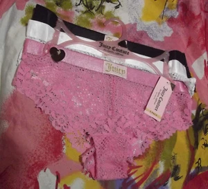 3 NEW JUICY COUTURE JC7981 3PKE LOGO WAIST CHEEKY LACE HIPSTER PANTIES M - Picture 1 of 2