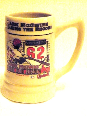 Mark McGwire Breaking The Home Run Record #62 Ceramic 5" Stein Mug 1998 Vintage - Image 1 of 4