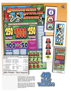 Pull Tab - Hard Card - Tickets Game - Holder - Dalmation Downline Buddies - Picture 1 of 1